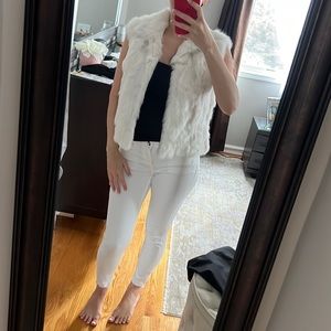 Adrienne Landau White Rabbit Fur Vest Small